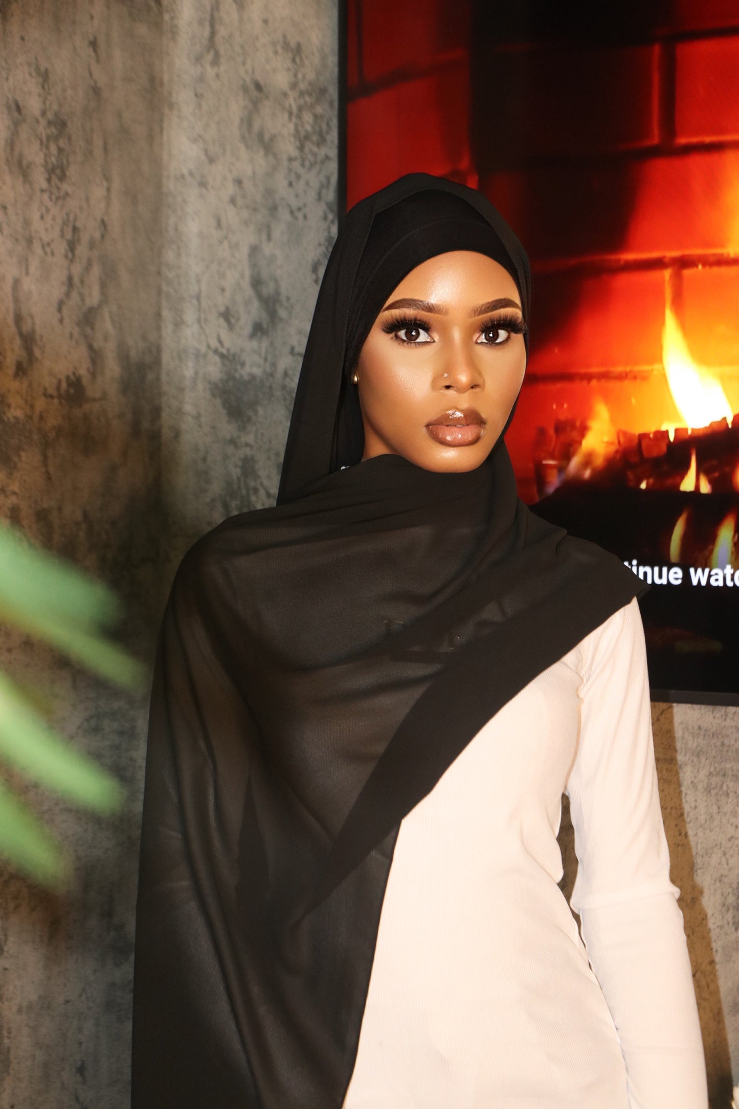 Black Matching Chiffon Hijab