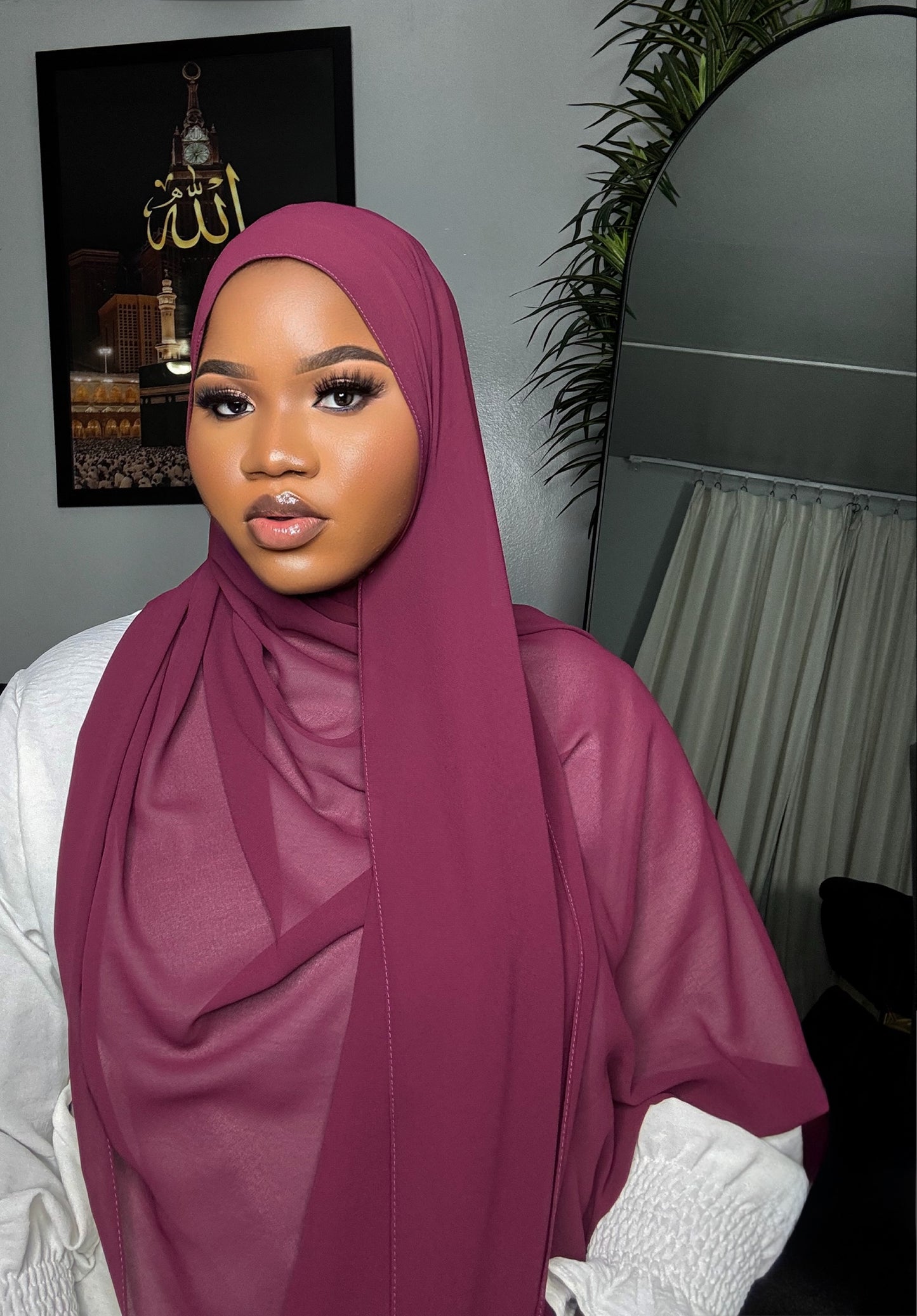 Wine Red Chiffon Hijab