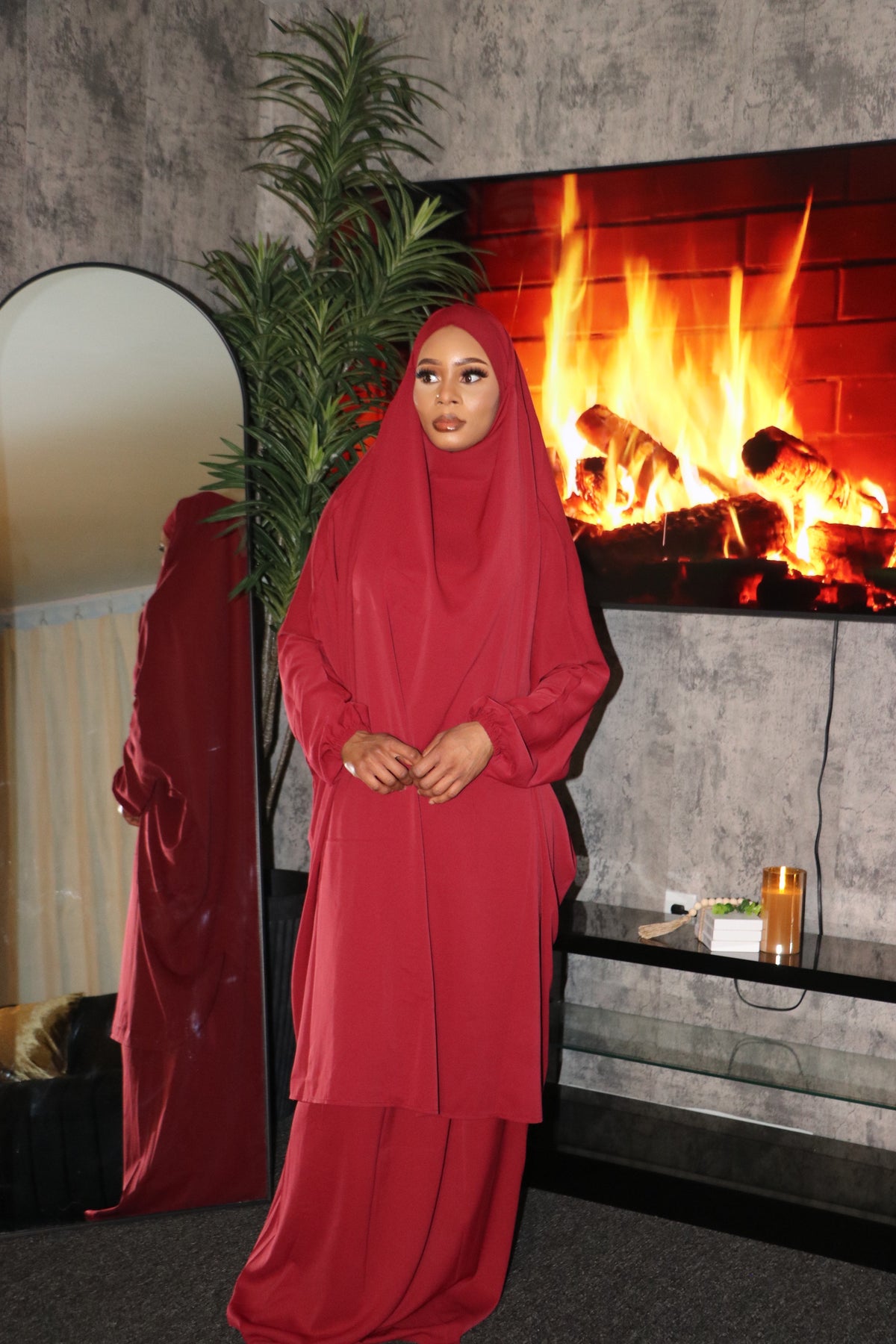 Wine Red Two-Piece Jilbab
