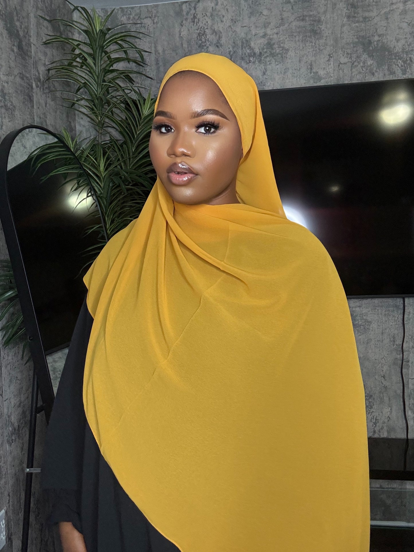 Golded Cream Chiffon Hijab