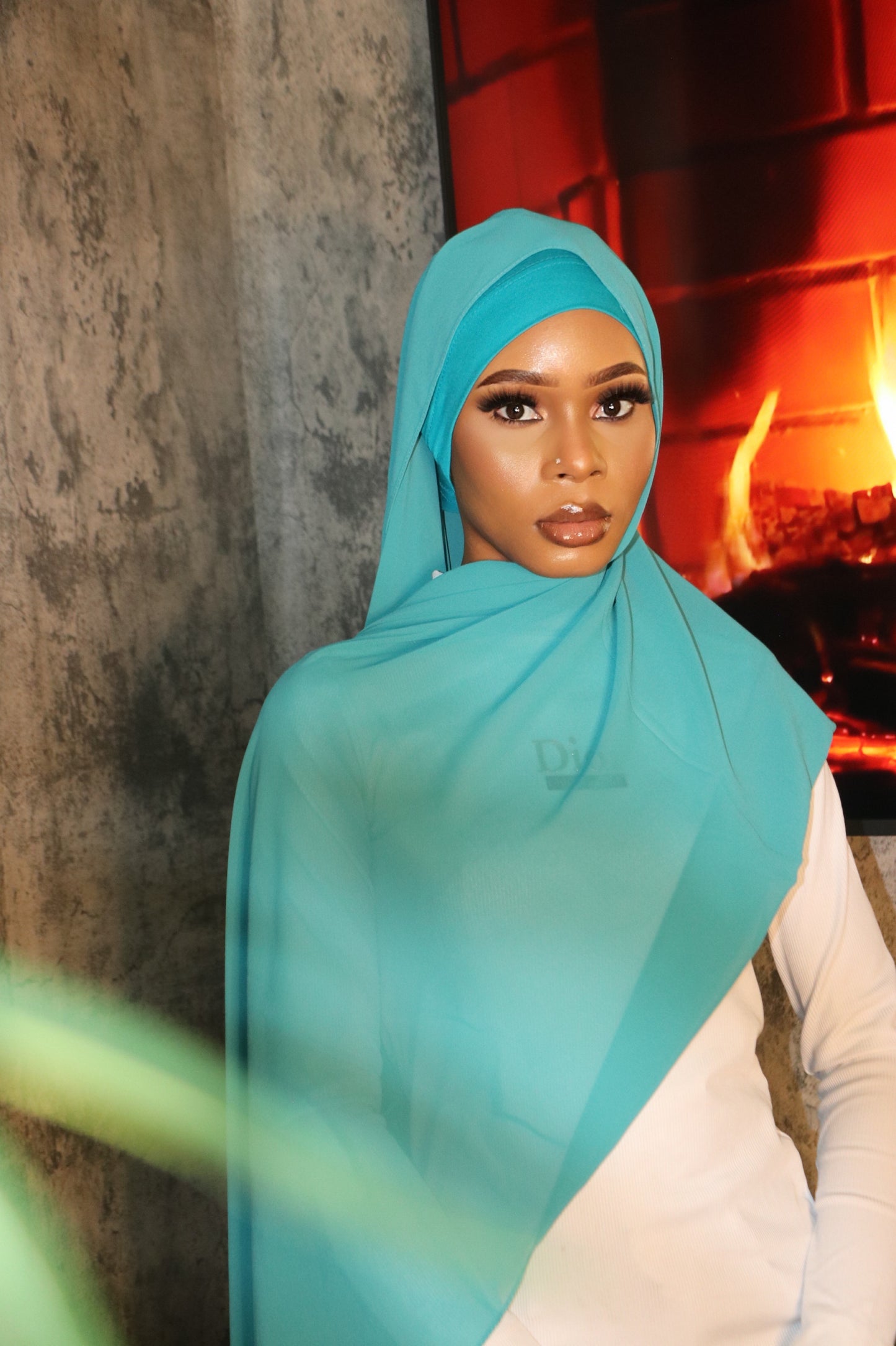 Cyan Blue Matching Chiffon Hijab