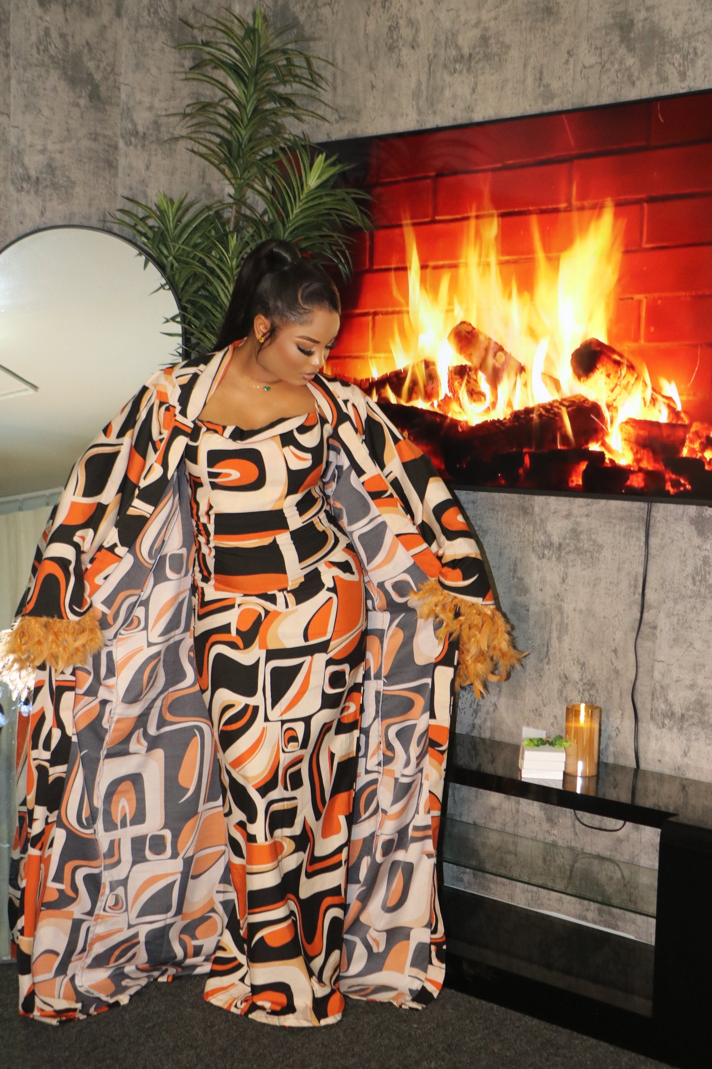 Brown Two-piece Abaya~Set