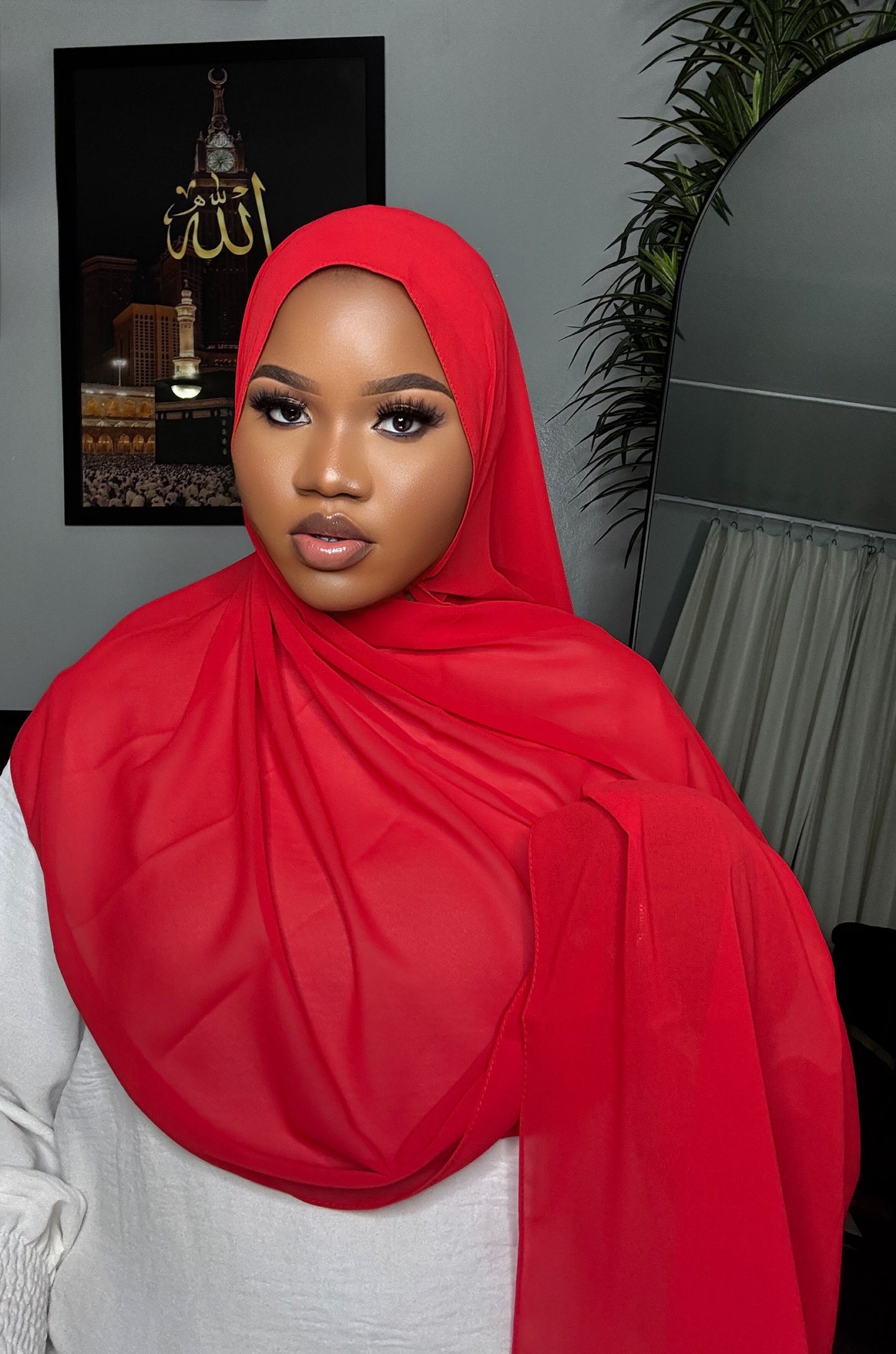 Red Chiffon Hijab