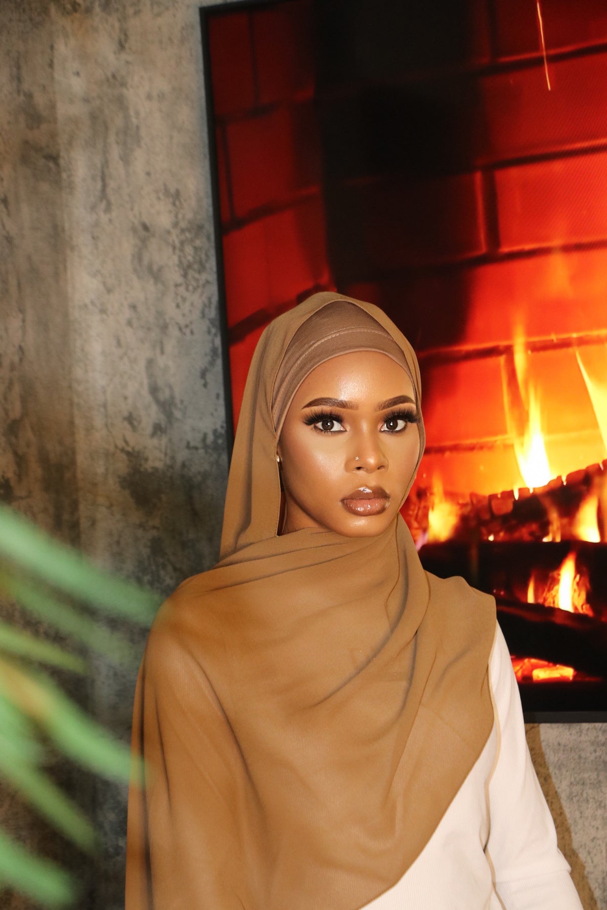 Beige Matching Chiffon Hijab
