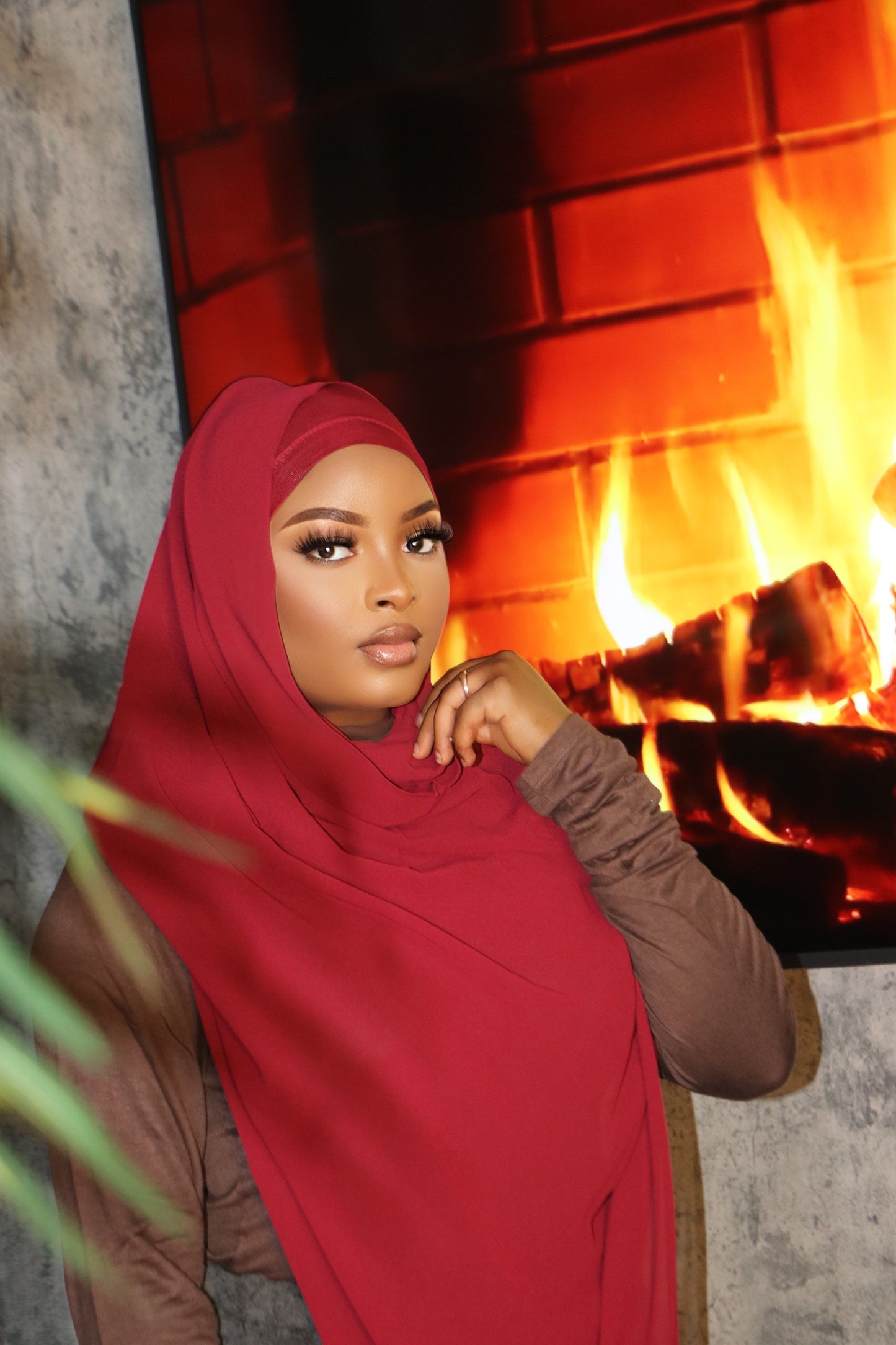 Burgundy-Matching Undercap Chiffon Hijab