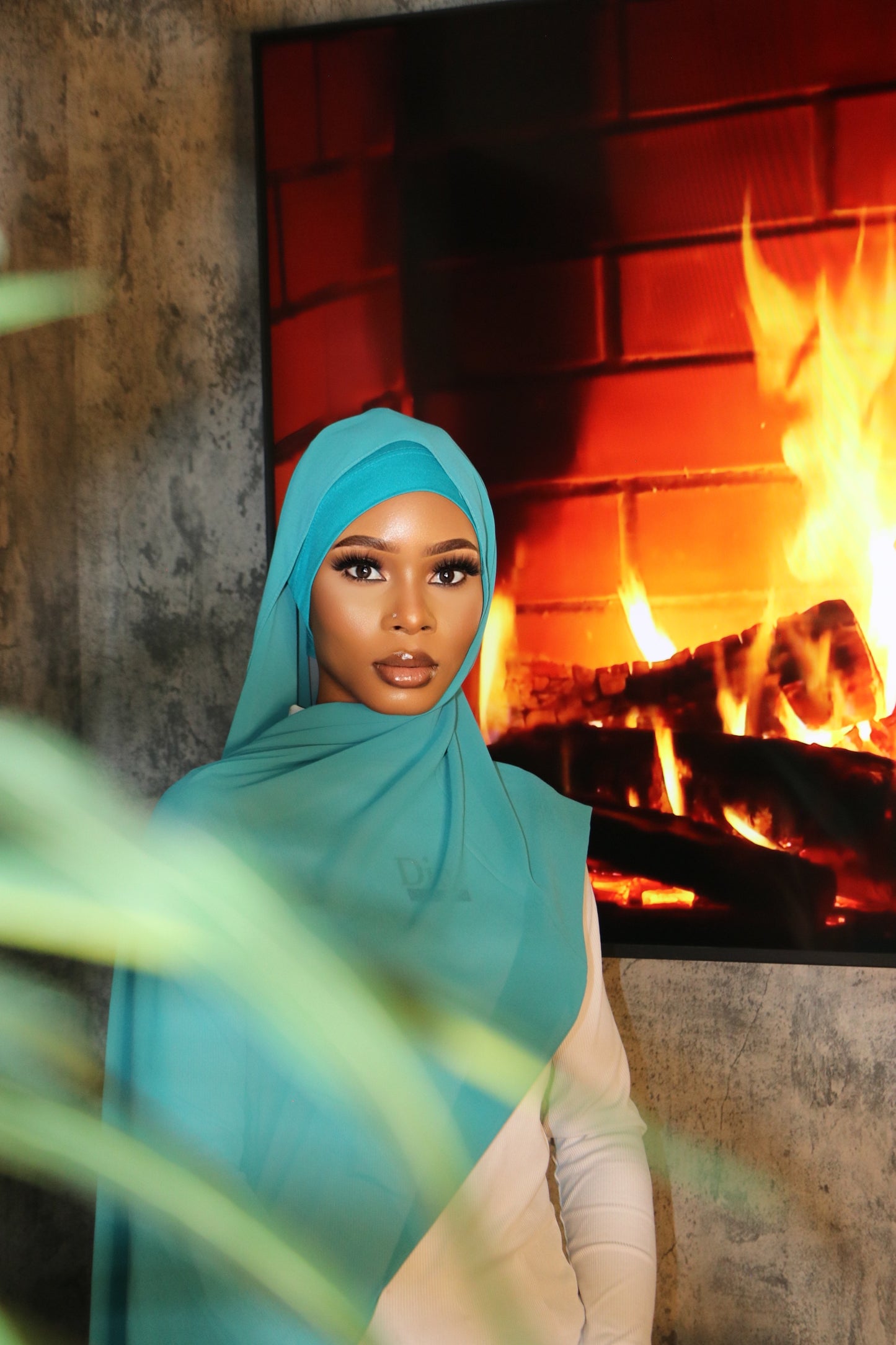 Cyan Blue Matching Chiffon Hijab