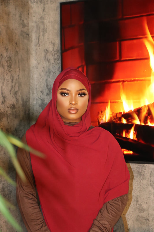 Burgundy-Matching Undercap Chiffon Hijab