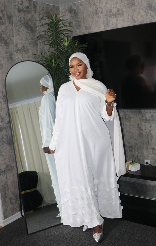 White Abaya Set