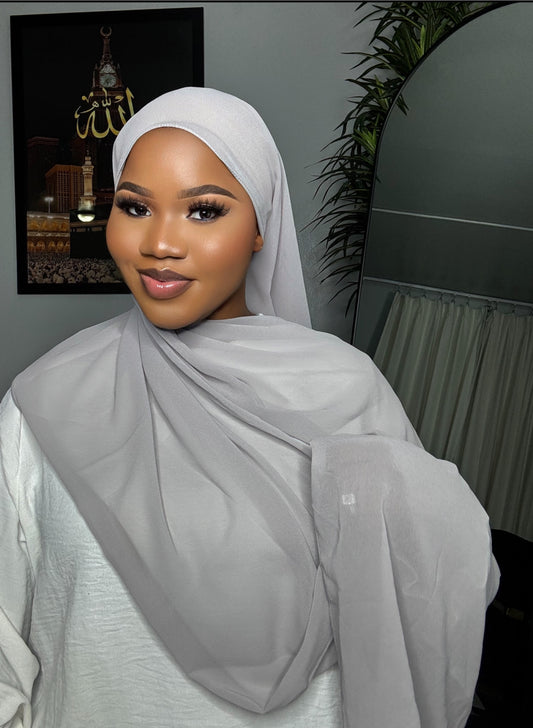 Light Gray Chiffon Hijab