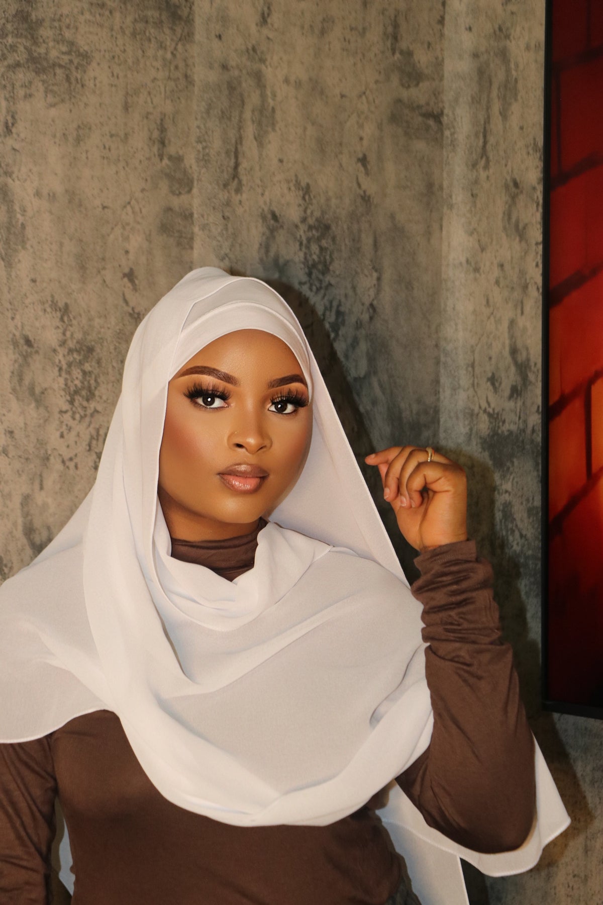 White Matching ChiffonHijab