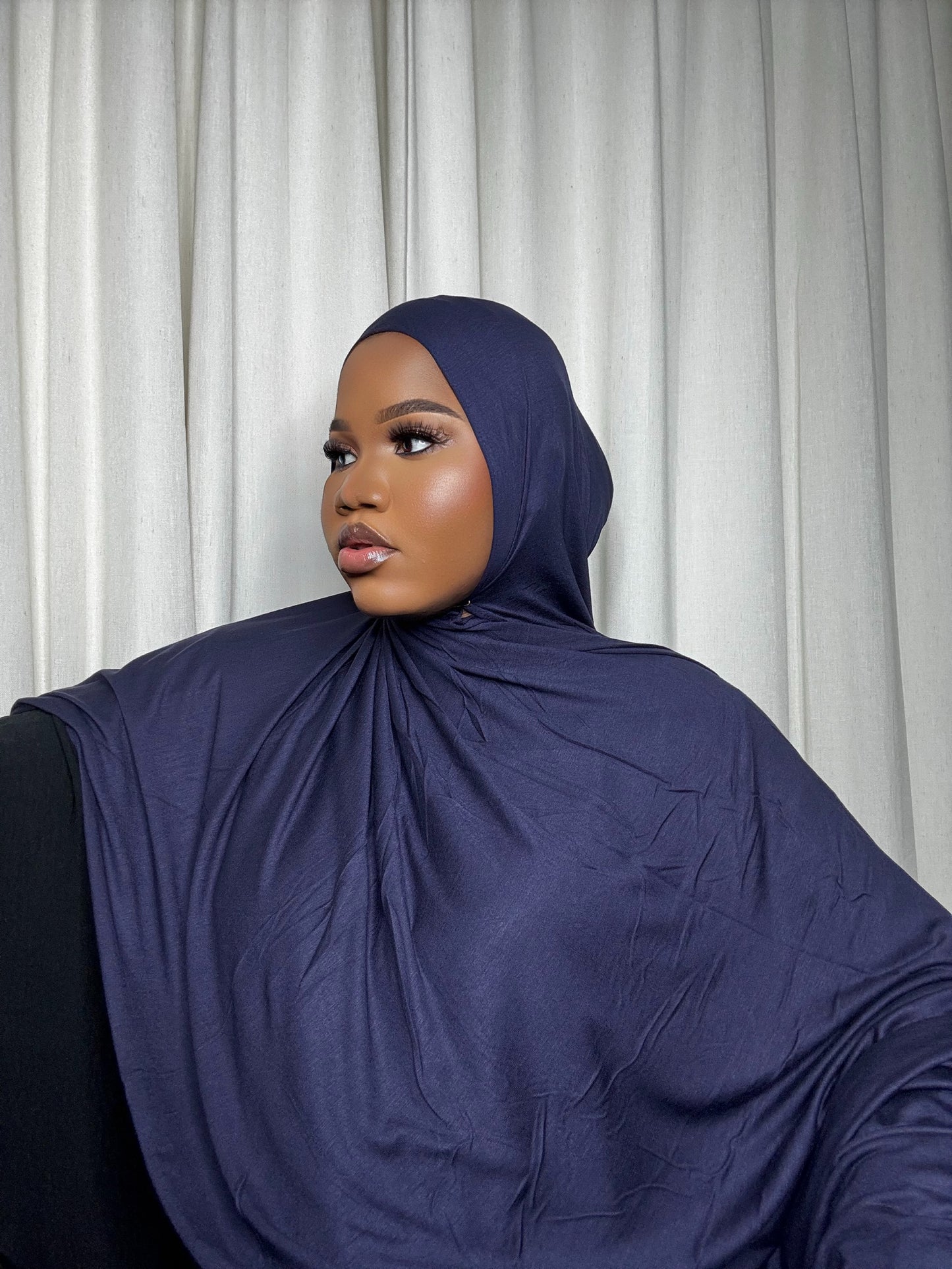 Navy Blue Jersey Hijab