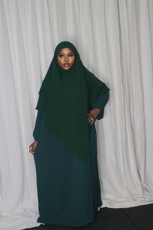 Green Khimar Dress Set