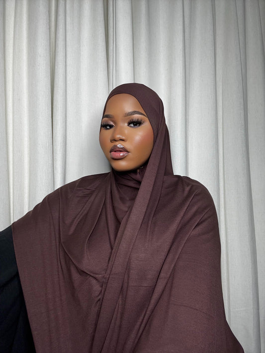 Chocolate Brown Jersey Hijab ￼