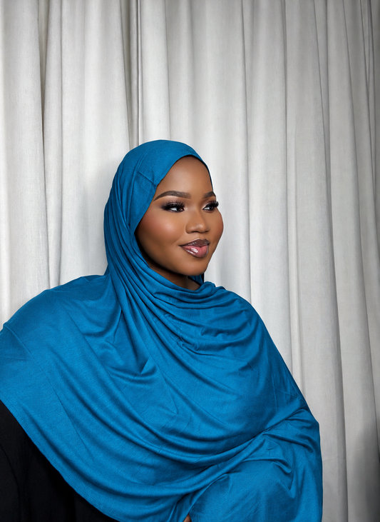 Teal Blue Jersey Hijab