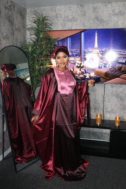 Wine Red Print Dress