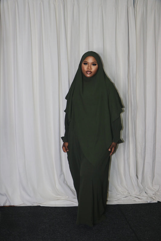 Amry Green Khimar Dress Set