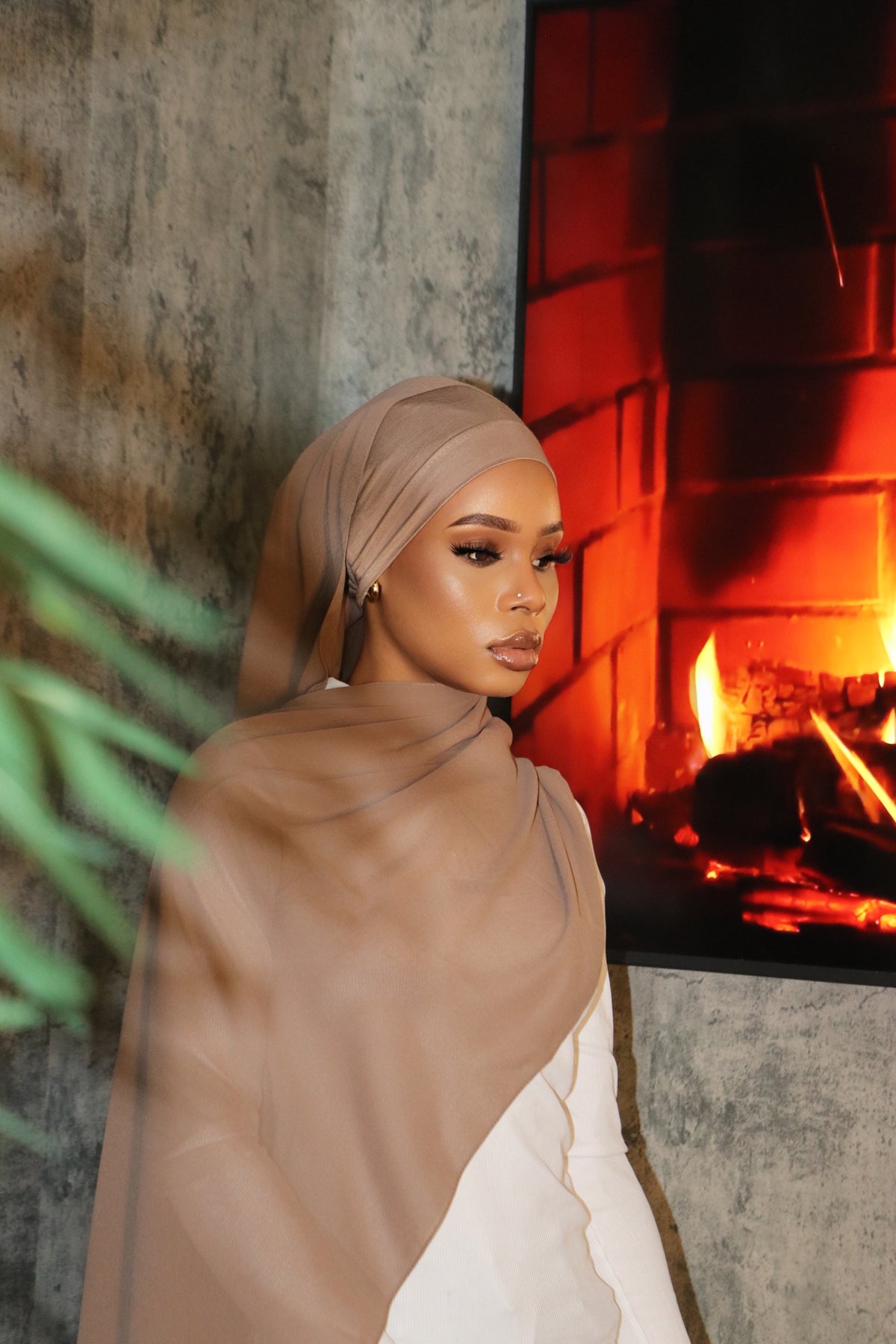 Light Brown Matching Chiffon Hijab