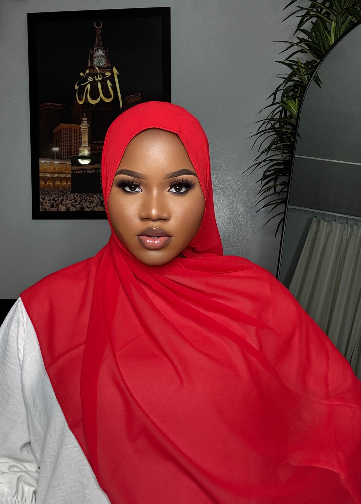Red Chiffon Hijab