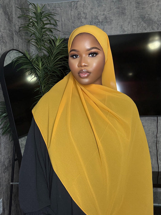 Golded Cream Chiffon Hijab