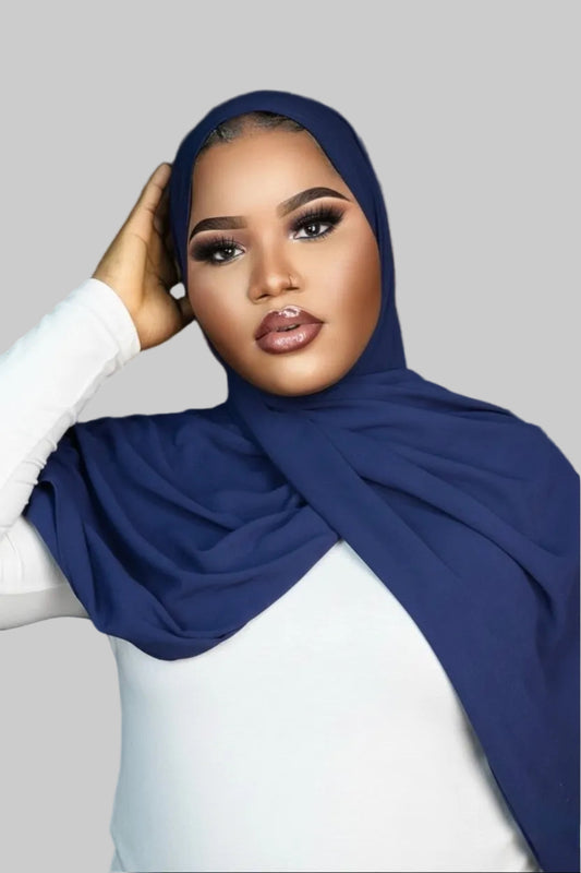 Navy blue Chiffon Hijab