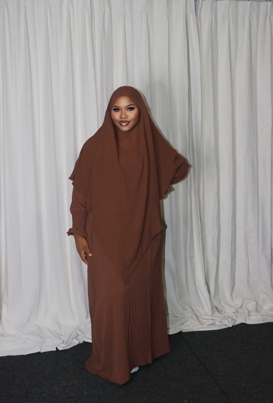 Brown Khimar Dress Set