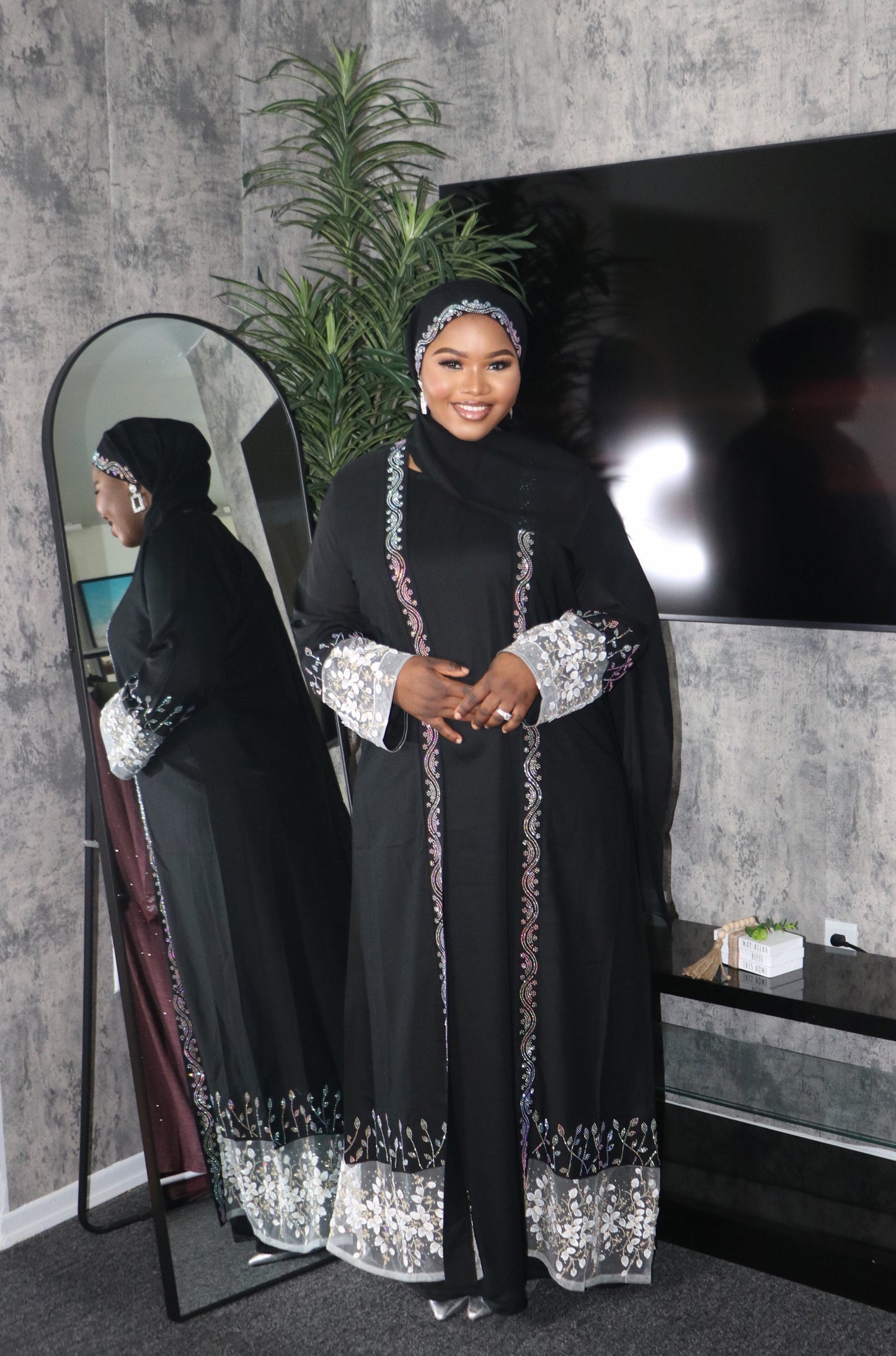 Rosy Black Two~ Piece Abaya Set