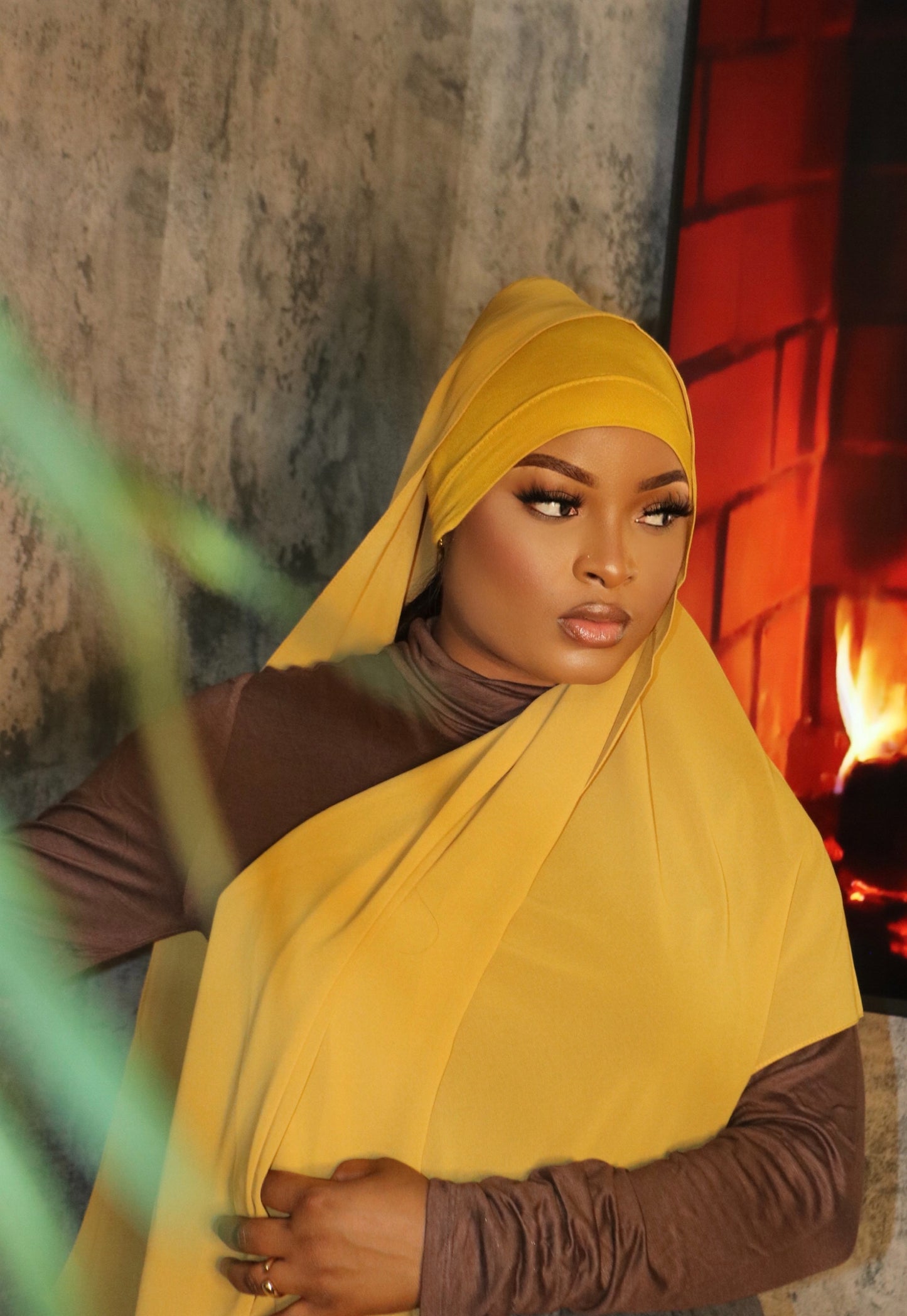 Golden Yellow Matching Hijab Set