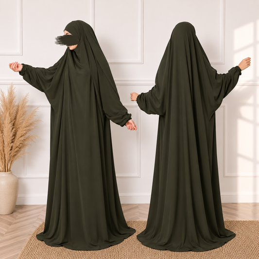Olive green One Piece Jilbab