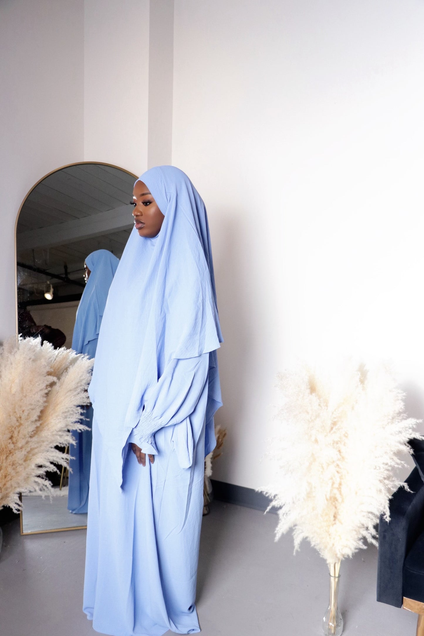 Sky Blue Khimar Dress Set
