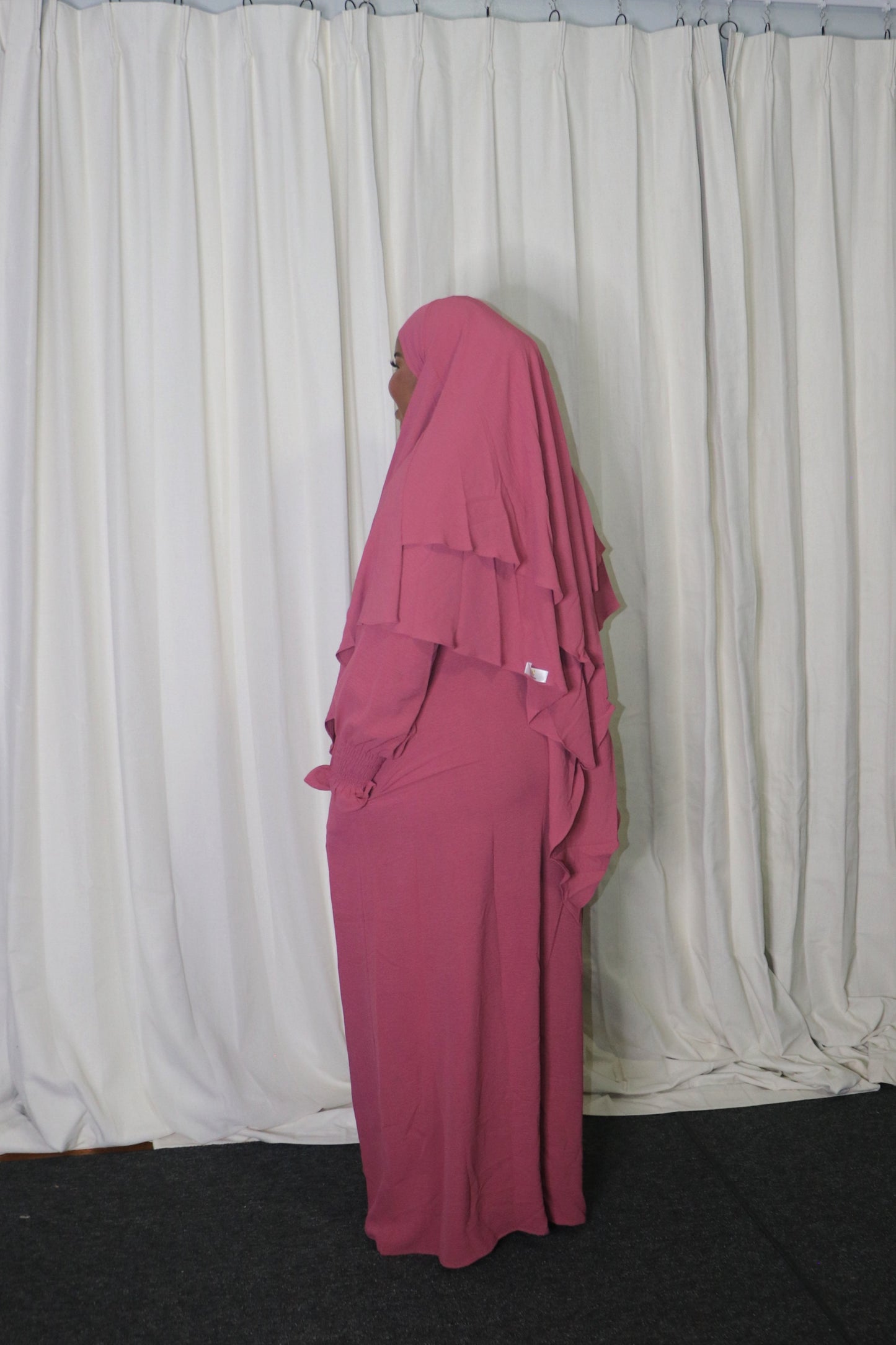 Dark-Pink Khimar Dress Set