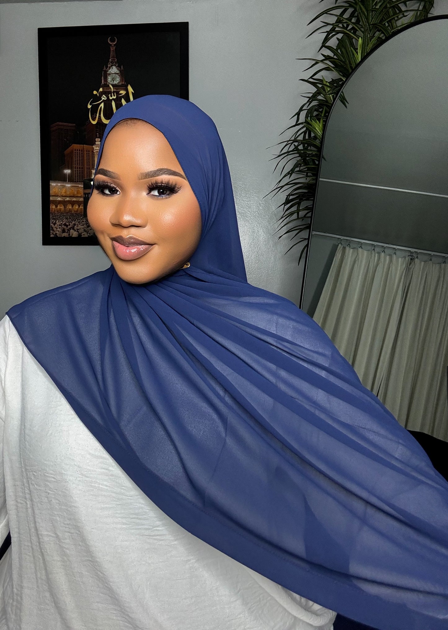 Navy blue Chiffon Hijab