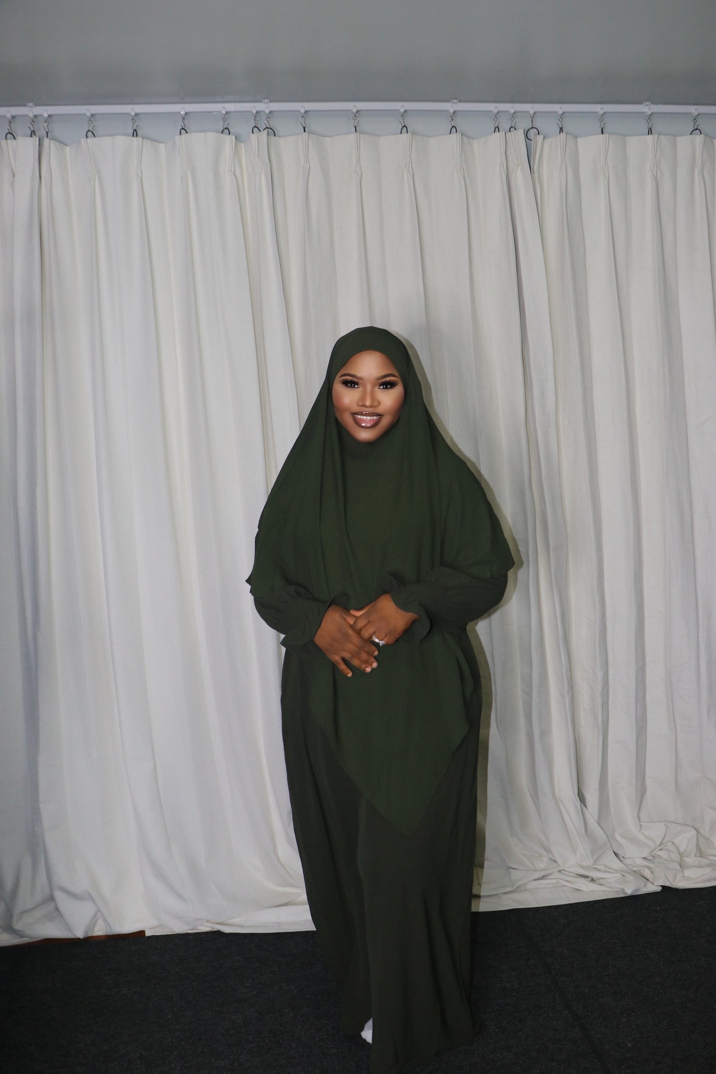 Amry Green Khimar Dress Set
