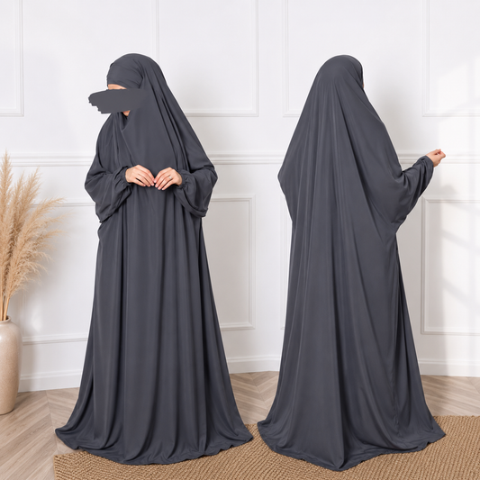 Dark gray one piece jilbab