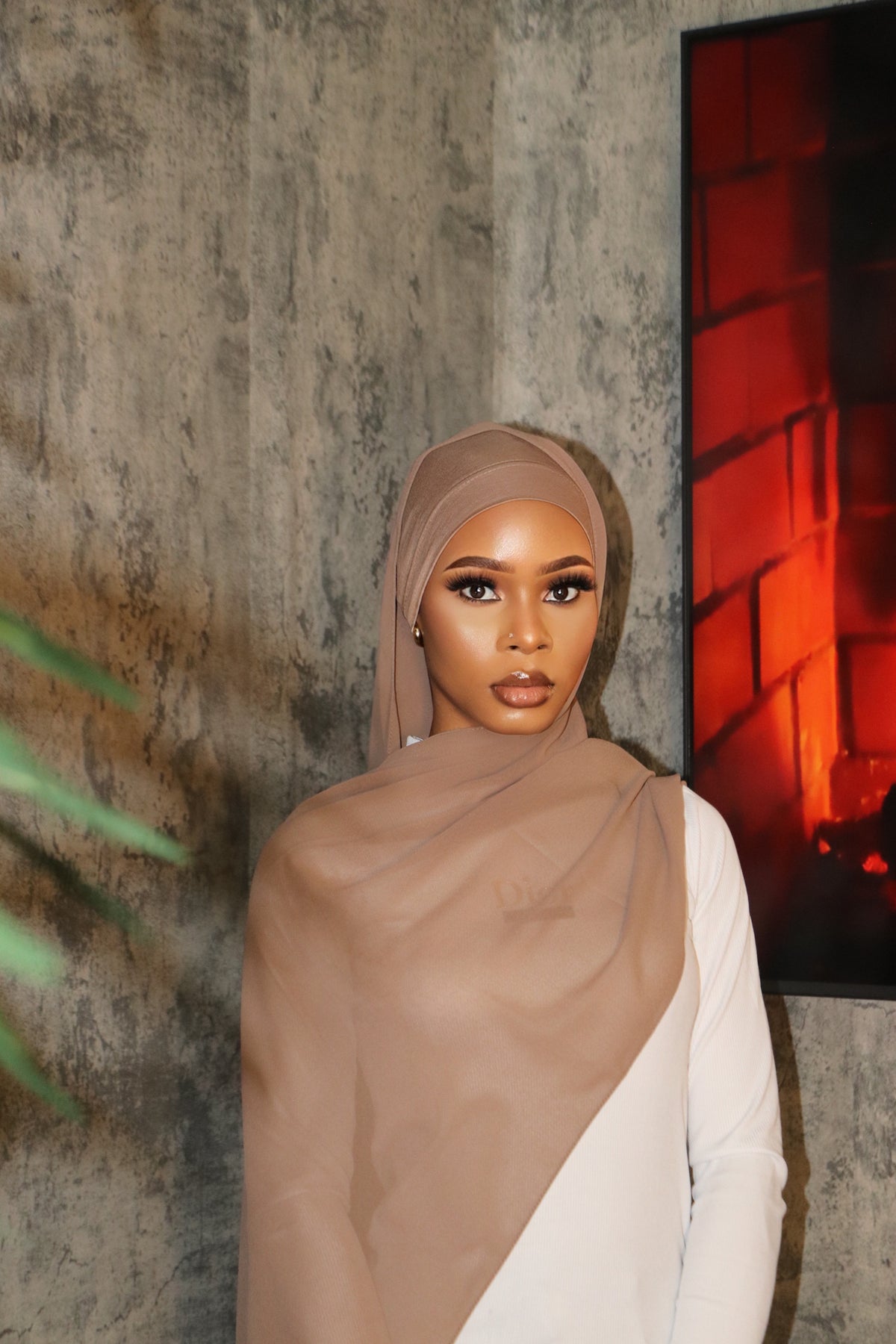Light Brown Matching Chiffon Hijab