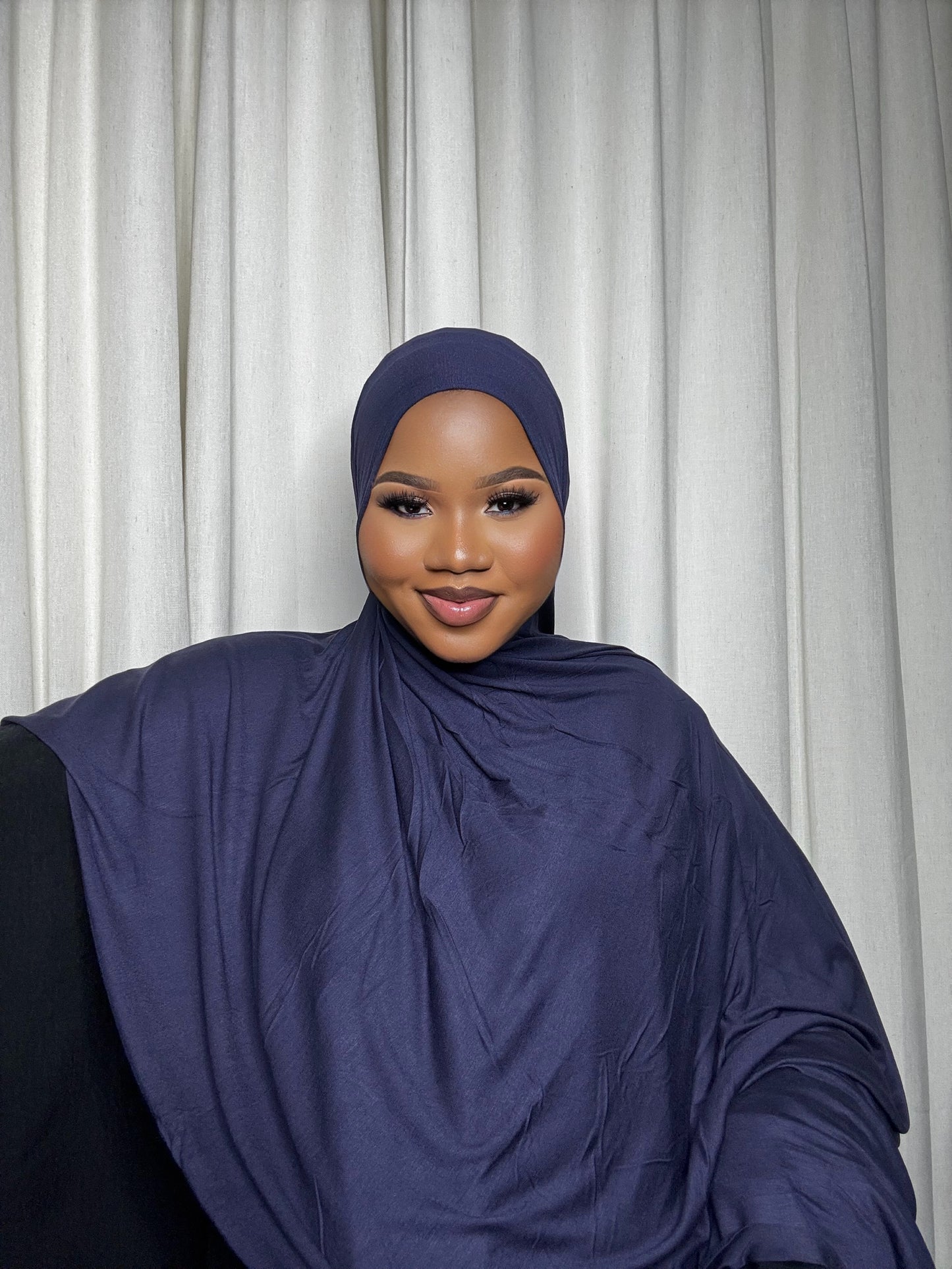 Navy Blue Jersey Hijab