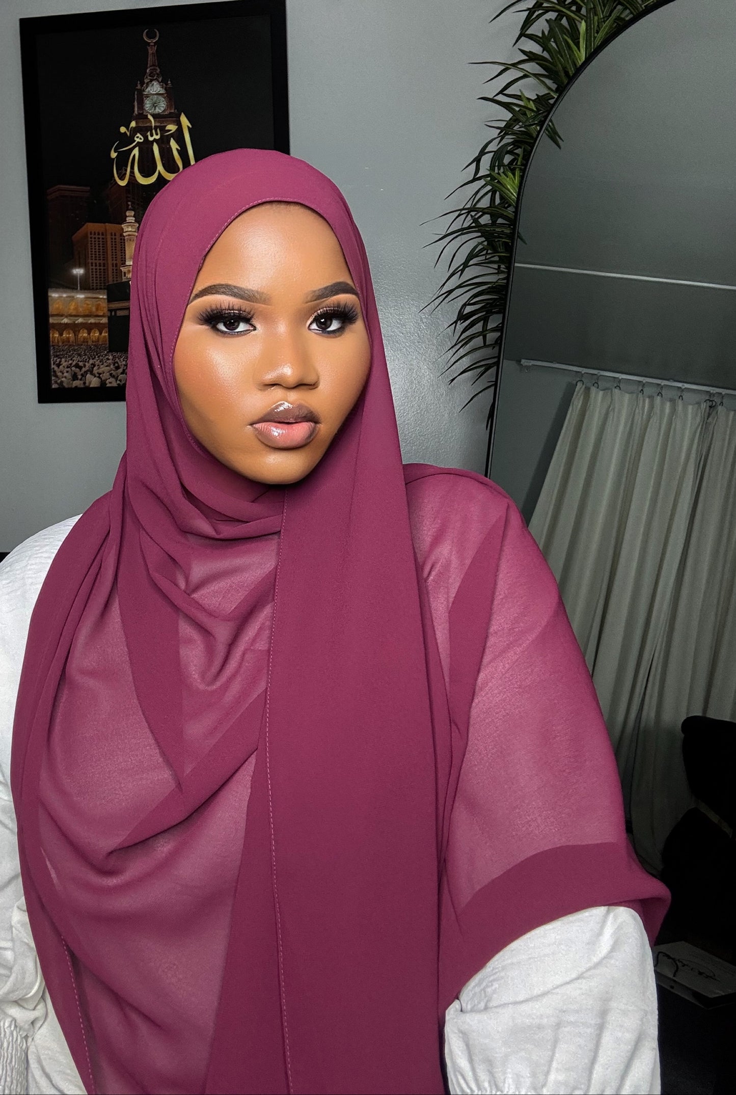 Wine Red Chiffon Hijab