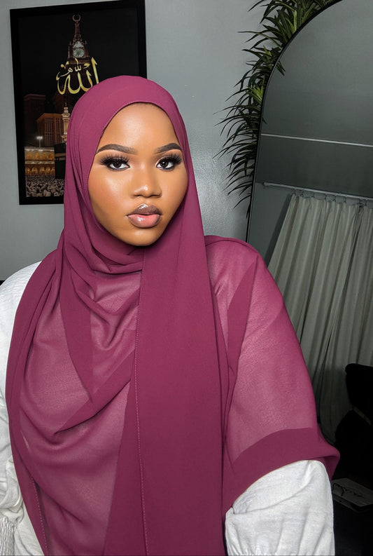 Wine Red Chiffon Hijab