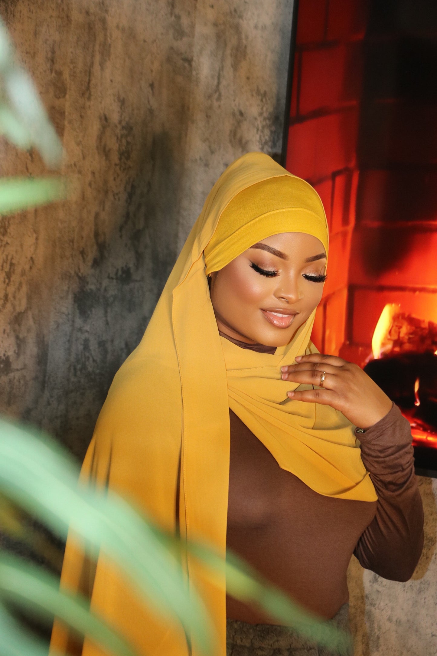 Golden Yellow Matching Hijab Set