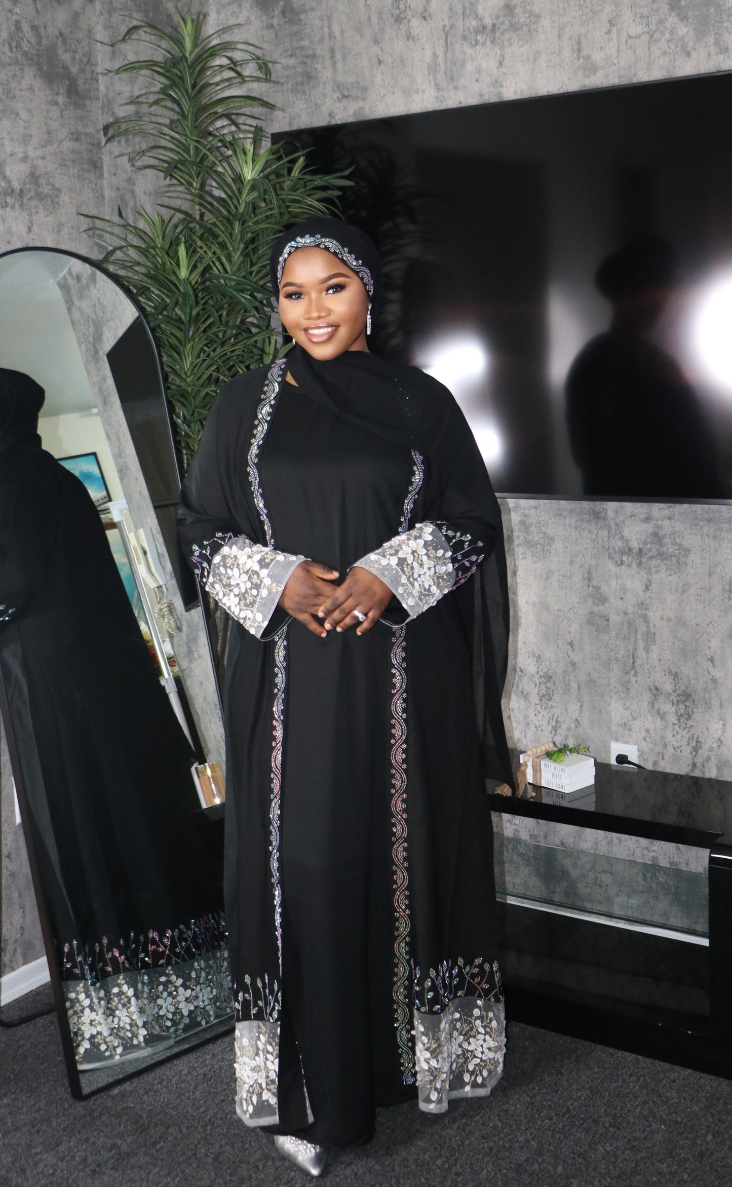 Rosy Black Two~ Piece Abaya Set