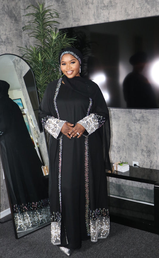 Rosy Black Two~ Piece Abaya Set