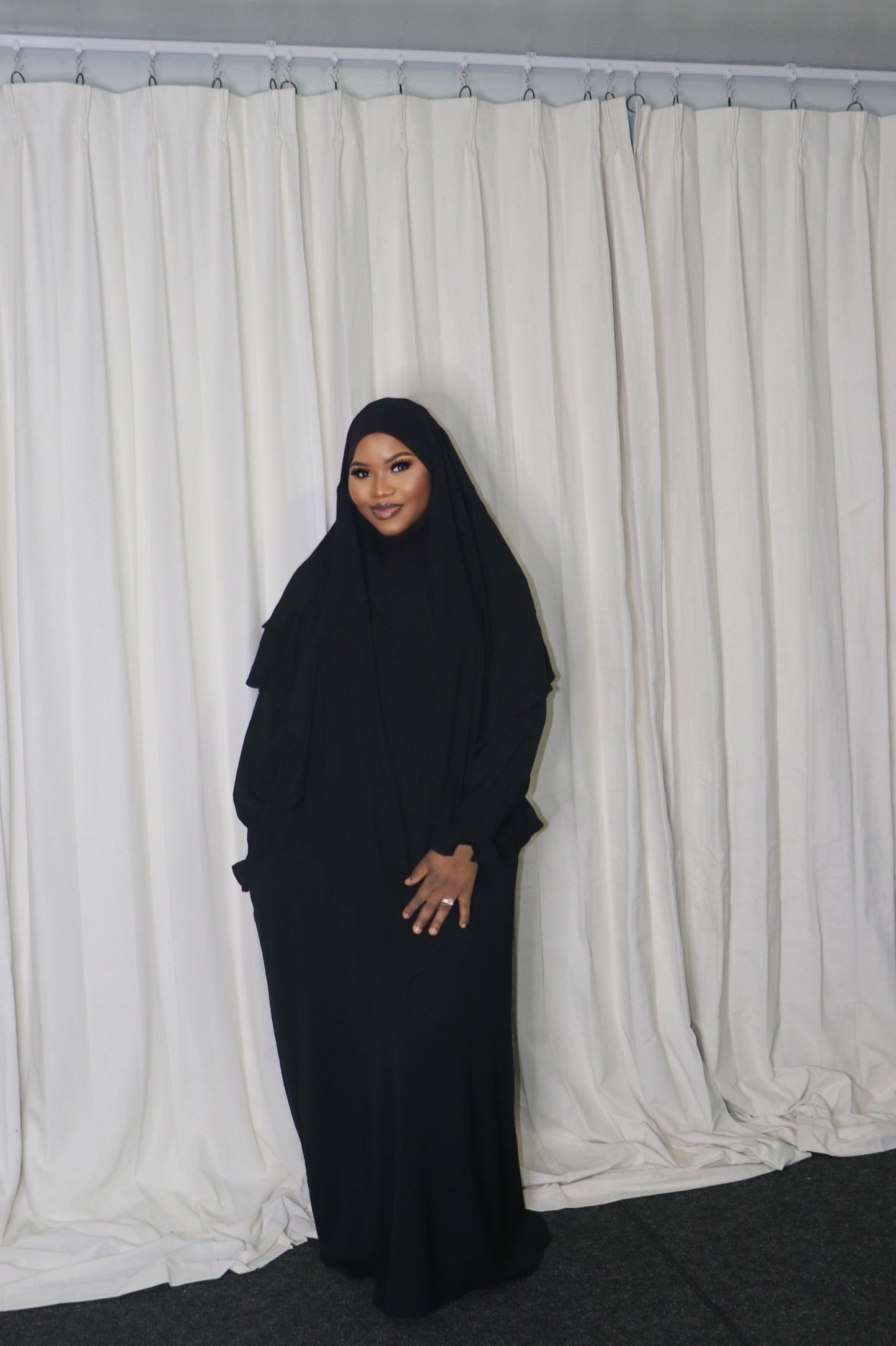 Black Khimar Dress Set