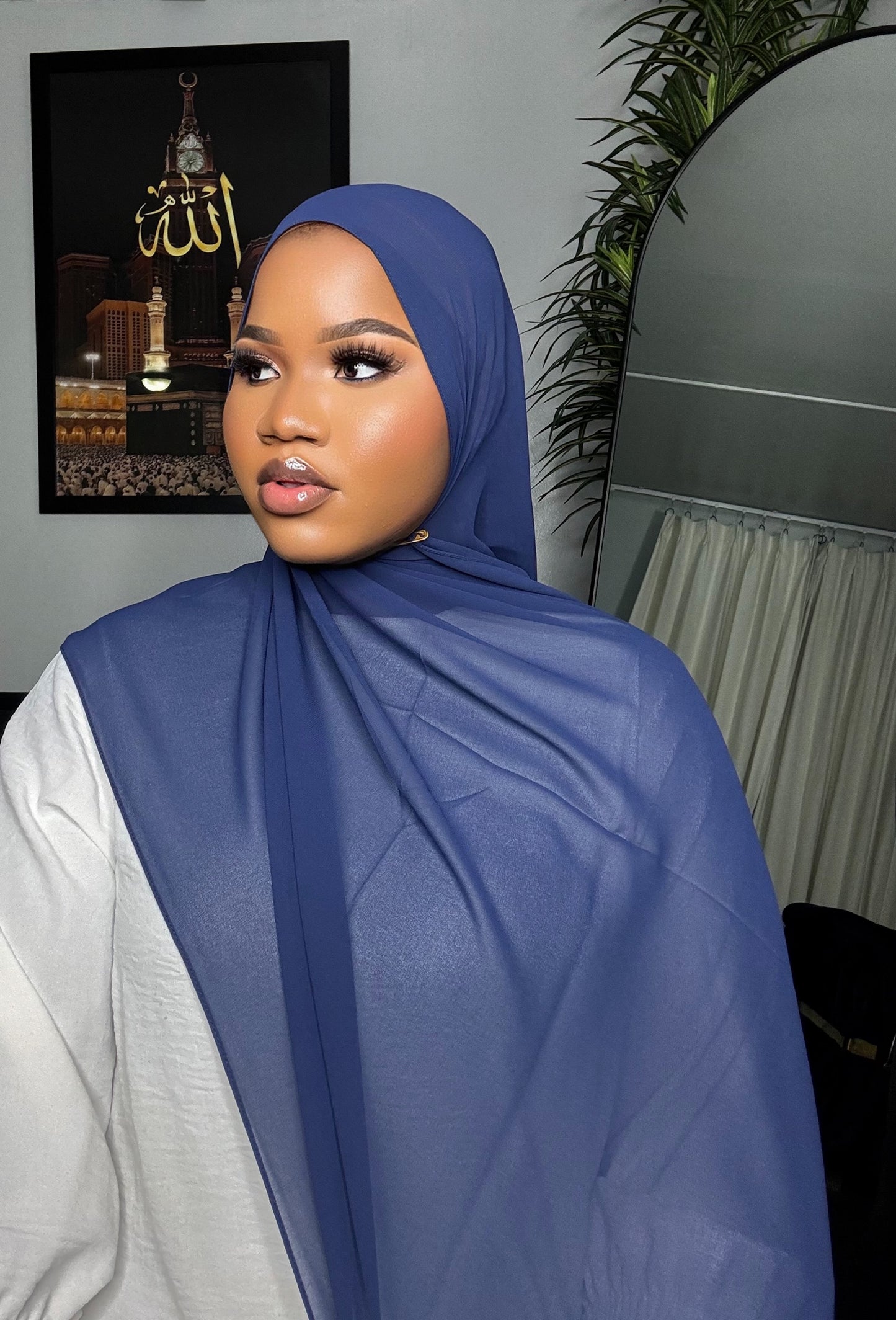 Navy blue Chiffon Hijab
