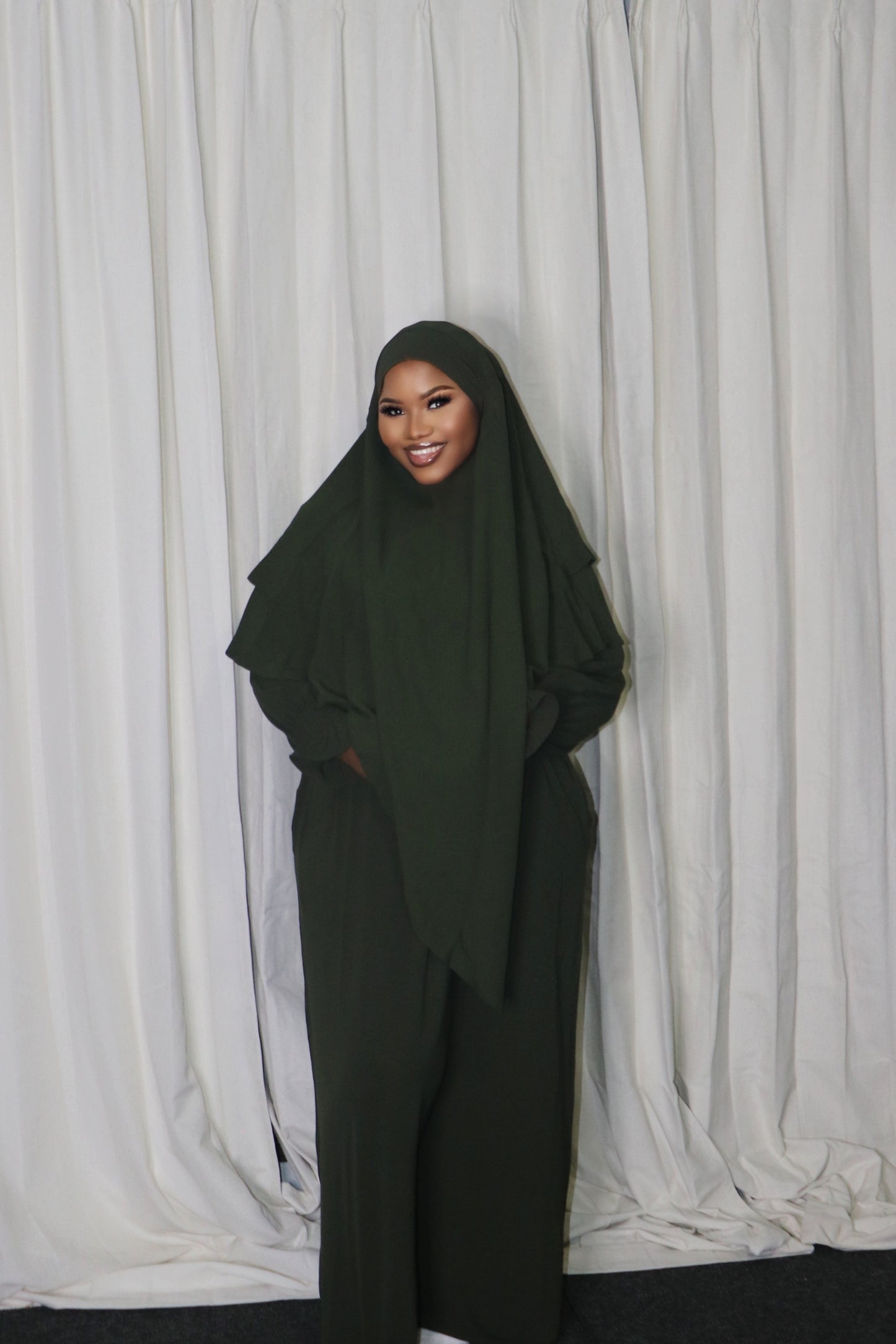 Amry Green Khimar Dress Set
