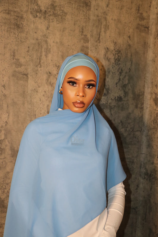 Blue Matching Chiffon Hijab