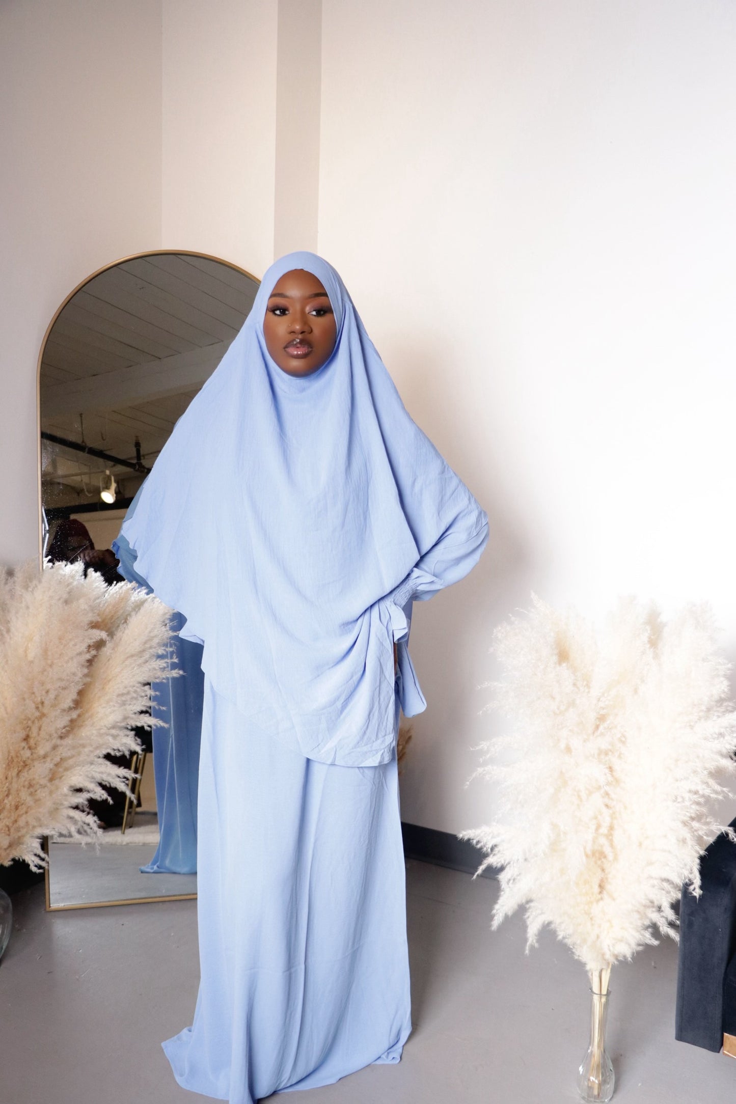 Sky Blue Khimar Dress Set