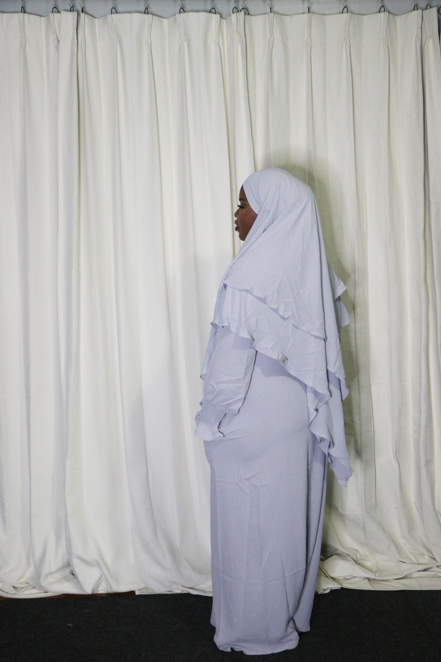 Light Gray Khimar Dress Set