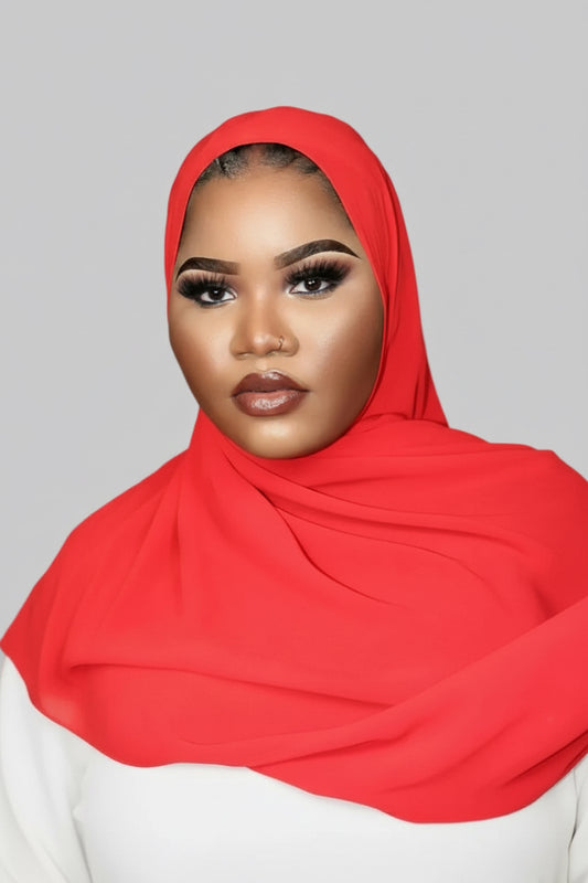 Red Chiffon Hijab