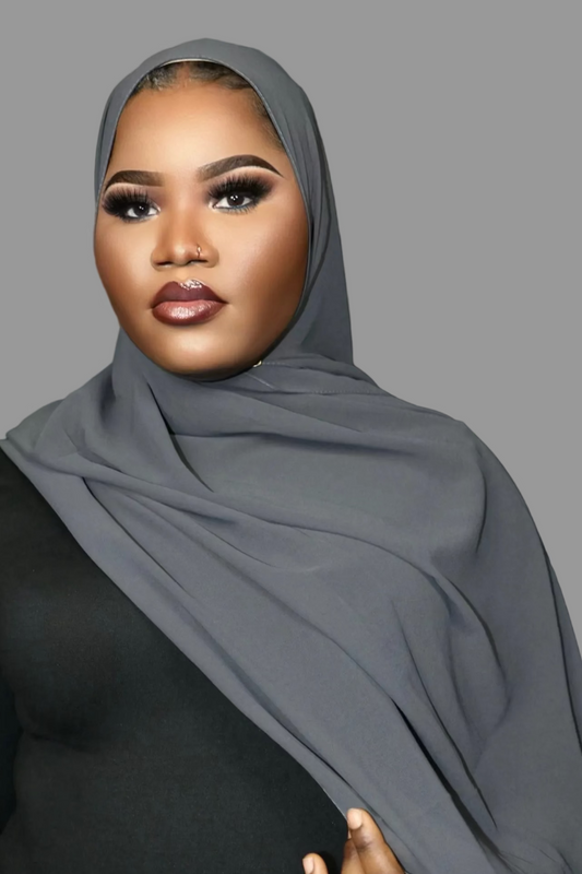 Dark Grey Chiffon Hijab