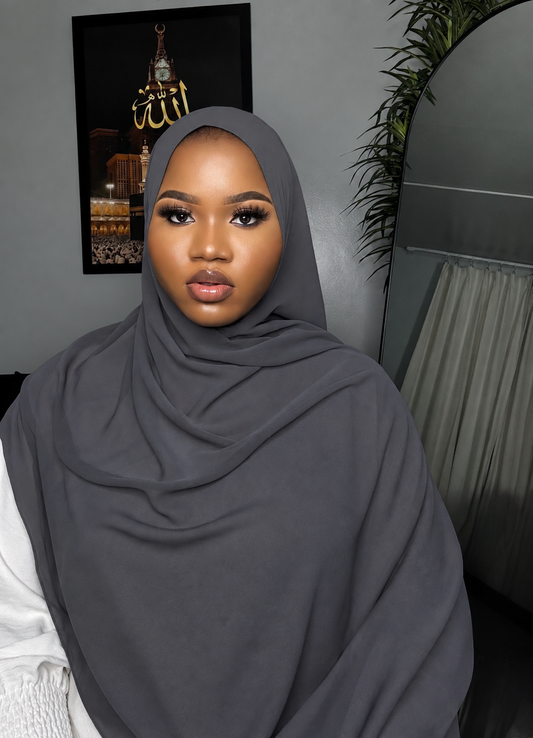 Dark Grey Chiffon Hijab