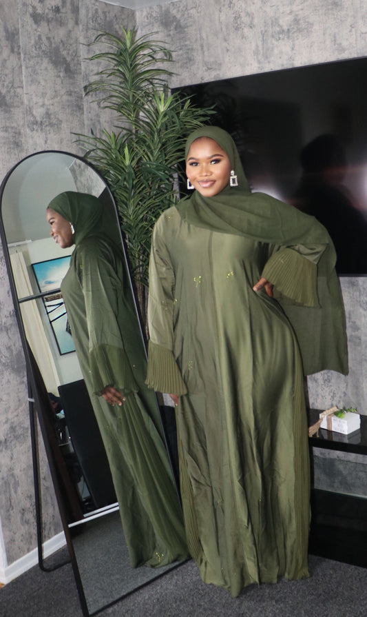 Simple Green Abaya~Set
